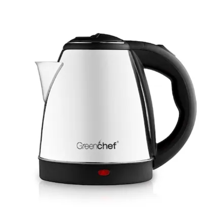 GREENCHEF Automatic Stainless Steel Electric Kettle (Silver Black, 1.5l)