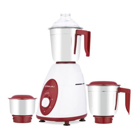 Bajaj Classic Mixer Grinder, 750W, 3 Jars (White and Maroon)